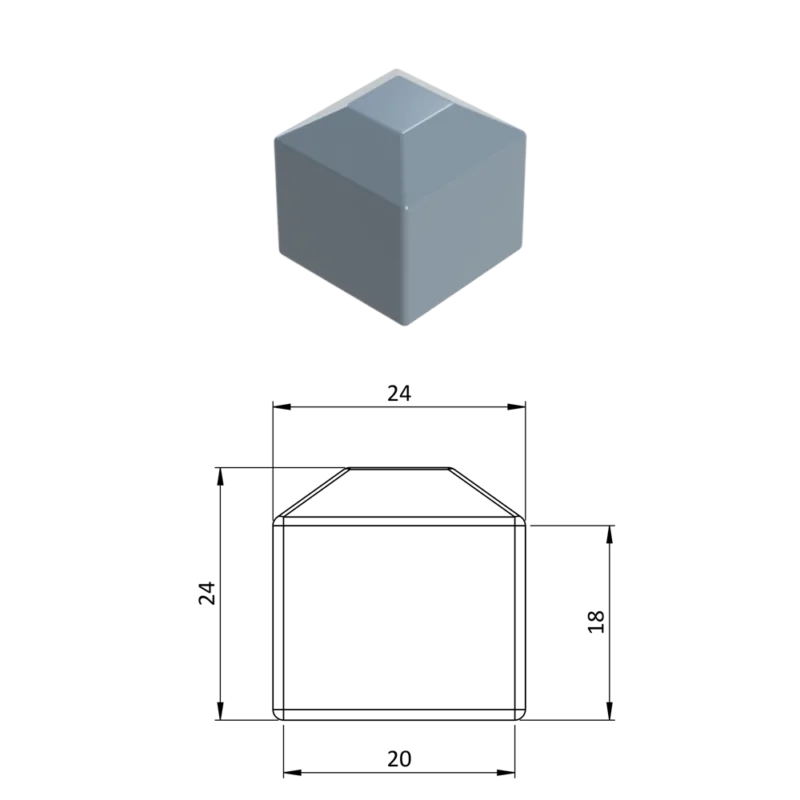 Autentický Vonkajšia krytka 20 x 20 mm, plastová PE