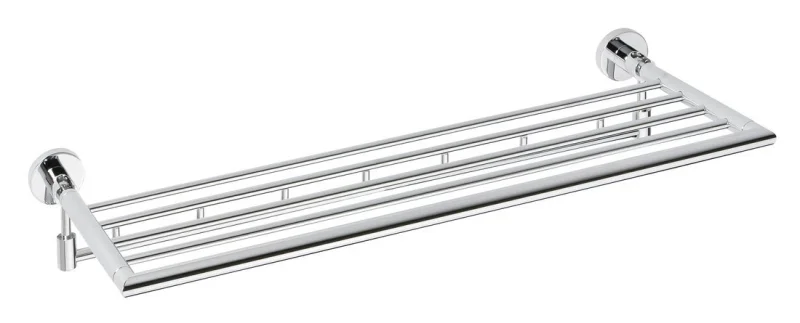 Značkový X-ROUND polička na ručníky výklopná s háčky 600mm, chrom XR422
