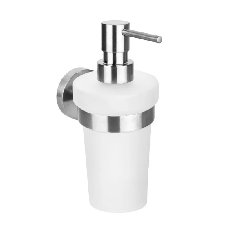 Zlevněný X-STEEL dávkovač mýdla 230ml, mléčné sklo, nerez mat XS101
