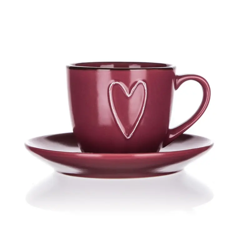 ?álek + pod?álek 260ml HEART BORDO keramicky Akce