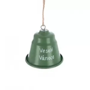 Zvonek kov Veselé Vánoce zelený 7x7x7 cm Expresní Doručení