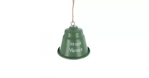 Zvonek kov Veselé Vánoce zelený 7x7x7 cm Expresní Doručení