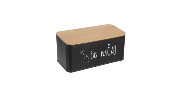 Značkový Dóza plech/bambus 20,3x10,3x9 cm Čas na čaj BLACK CZ, SK