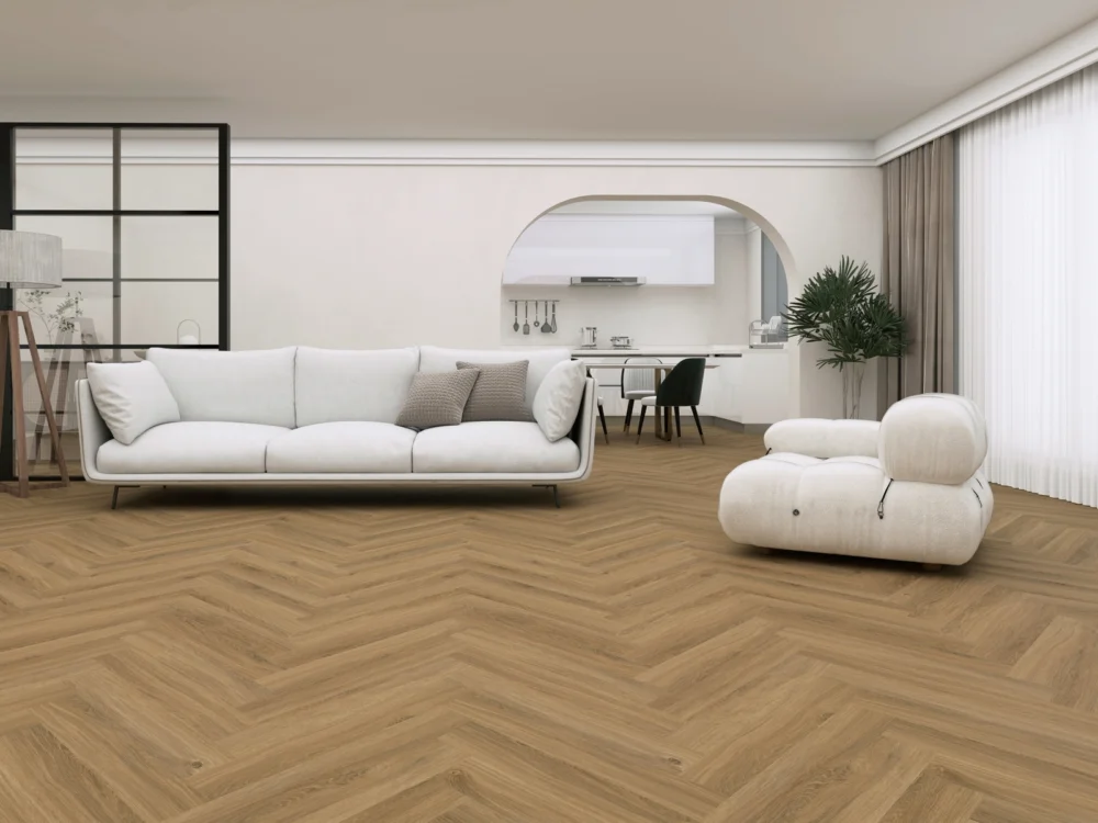 Značkový Vinylová podlaha lepená Aspecta Contours Herringbone GD55 Macadamia