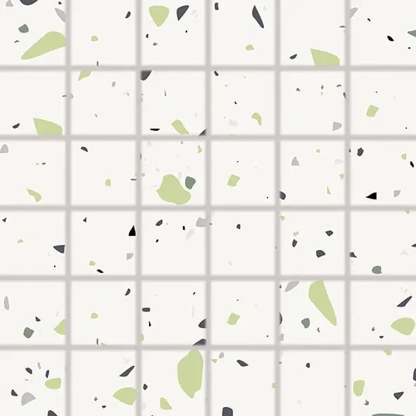 Autenticky RAKO SPECTRA mozaika 30x30(5x5) cm, lepená na síti, mat, vícebarevná, zelená